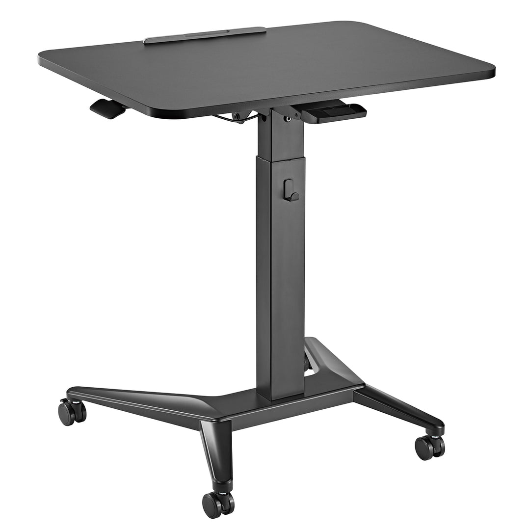 Maclean MC-453 Mobiler Laptop-Schreibtisch mit Pneumatischer Höhenverstellung Laptoptisch mit Rollen, 80x52 cm, max. 8 kg, Höhenverstellbar max. 109 cm (Schwarz)