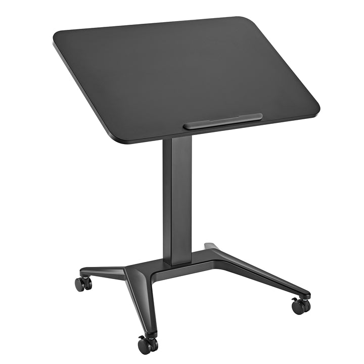 Maclean MC-453B Mesa Escritorio para Portátil, Ajuste Neumático de Altura, 80x52cm, 8kg máx, 109cm h, Color Negro