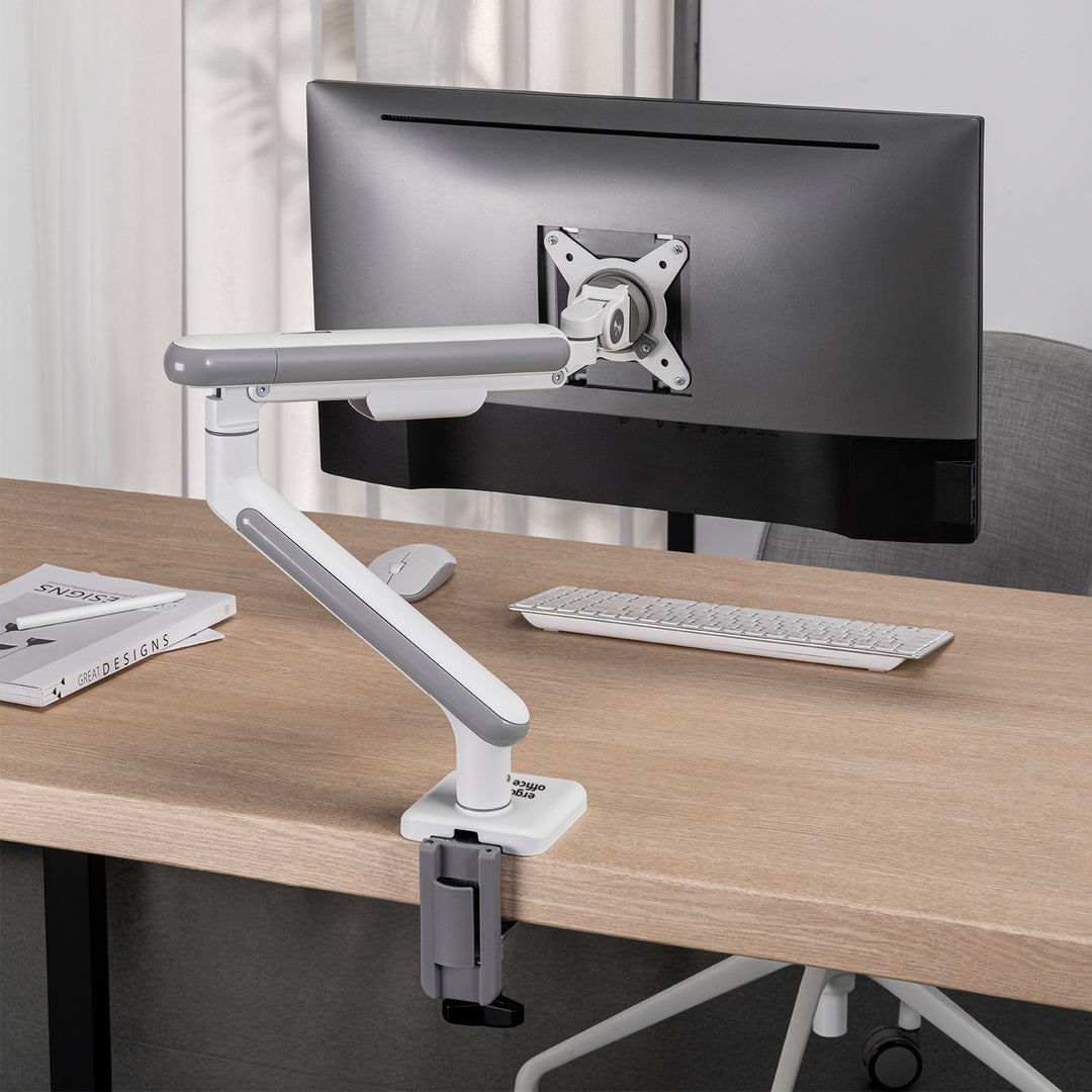 Ergo Office ER-451 Monitorhalterung mit Gasfeder Halterung für 17-32" Bildschirme bis zu 9 kg Monitorarm Doppelarm Tischhalterung Schwenkbar Neigbar Drehbar VESA 75x75 und 100x100