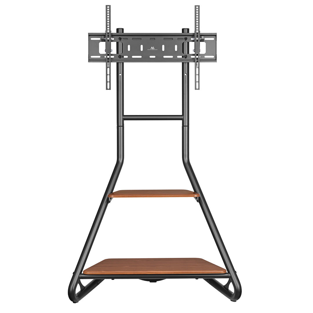 Maclean - Vrijstaande TV-/hoekbeugel - bauhausstijl / houten schappen met twee etages / max. 40 kg, 37-75''- MC-455