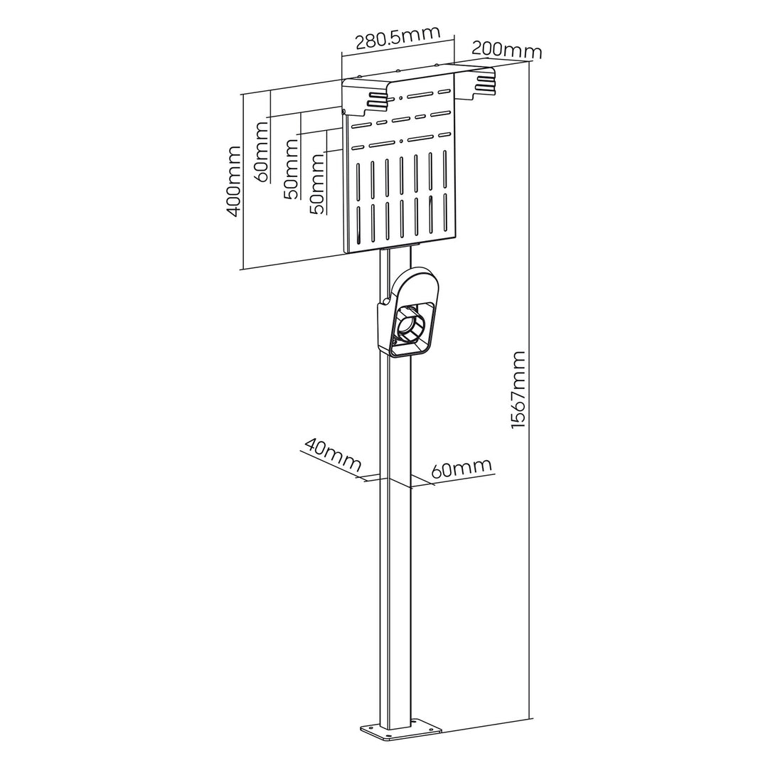 Maclean MCE456 EV PEHV Car Charger Stand Station Outdoor Steel 15kg Garage Driveway