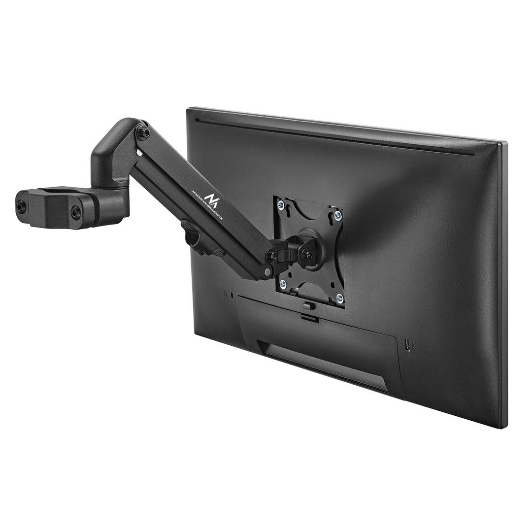 Monitor-Halterung für Rohr/Pfosten 28-60mm, 17-27" Flach & Curved Bildschirme bis zu 7kg VESA 75x75 oder 100x100 Schwenkbar, Neigbar und Drehbar, Universal Monitor Halterung