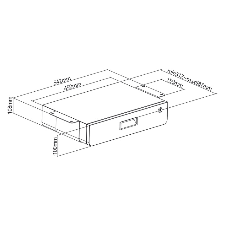 Maclean  MC-461 - Bureaulade - Ergonomische lade voor onder het bureau - Tot max 5kg - Zwart