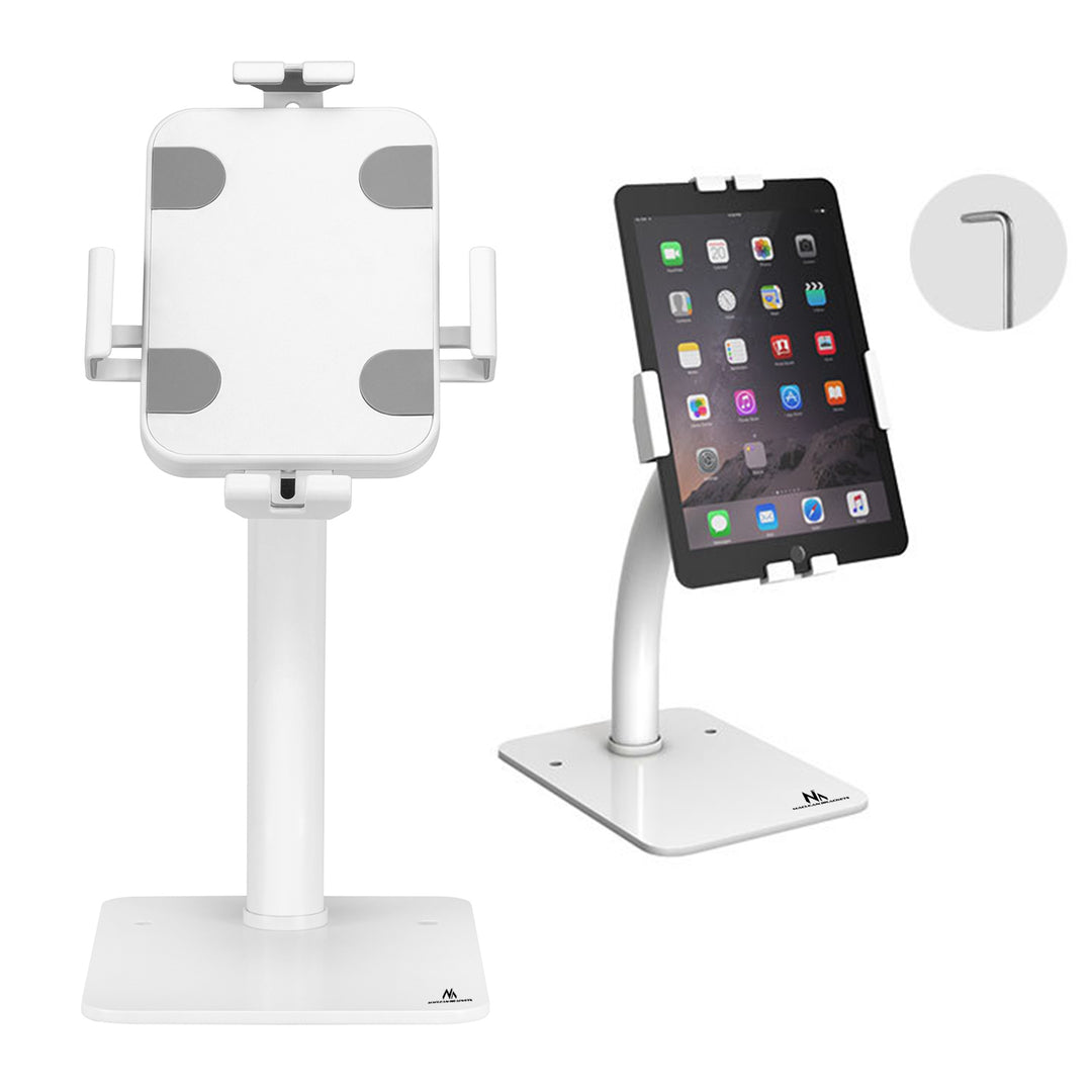 Maclean MC-468W Universal Tablet Stand Holder Lockable 7.9" - 11"  Table or Wall Mounting Public Display Kiosk Sturdy Anti-Theft