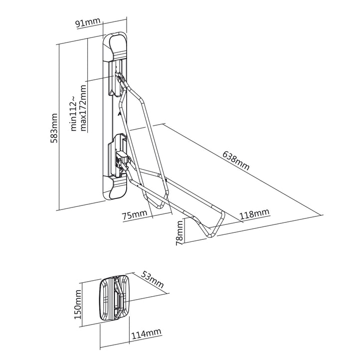 Maclean MC-471 Fahrrad-Wandhalterung Vertikaler Wandfahrradträger Fahrradwandhalterung Fahrradhalter max. Belastung 35kg Fahrrad Aufbewahrung