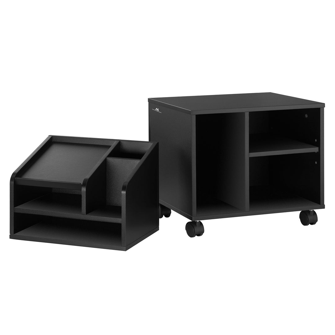 Aktenschrank Bürodatenschrank, Zwei Ablagen und ein Fach, Rollcontainer bis 20kg Belastbar 408x315x357mm Schwarz Büroschrank Schwarz