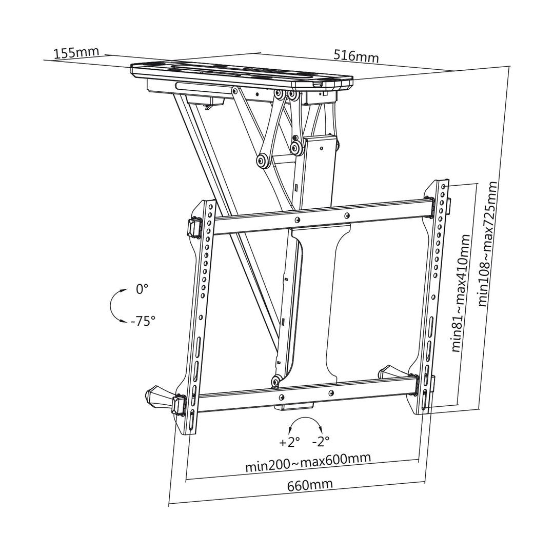 Maclean MC-880T Support électrique pour TV, support TUYA, max VESA 600x400, pour murs inclinés, télécommande, 32"-70", 35kg,