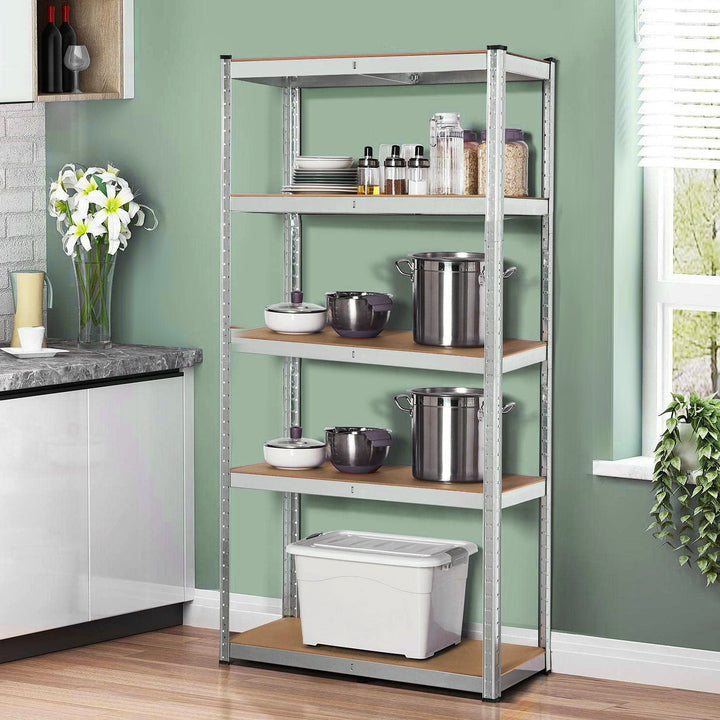 GreenBlue GB378 Metal Storage Rack Cabinet Shelves 175kg x5 180x90x40cm Galvanized Folding MDF