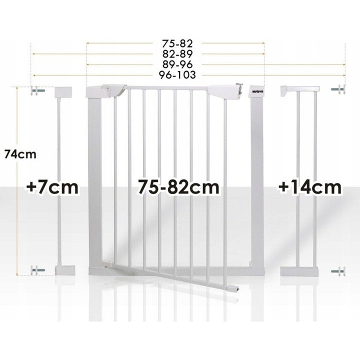 Security Gate Door Stairs Pet Baby Dog Barrier Metal Double Locking System 75cm - 103cm