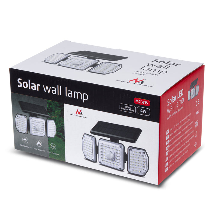 Maclean - Solar LED-lamp met bewegingssensor - IP65 / 4W / 320lm / 4000K - 3 bedrijfsmodi