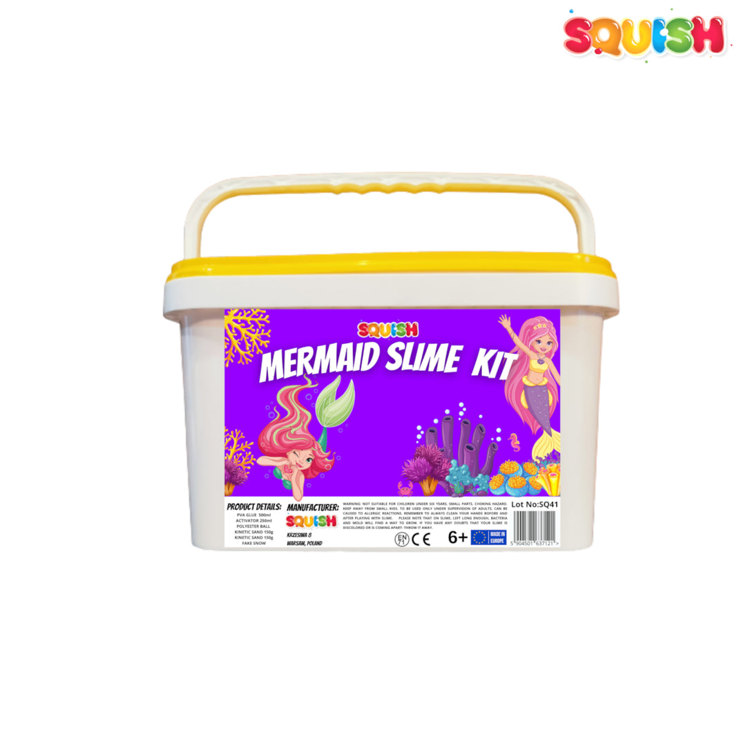 Squish Slime Mermaid Slime Set van 15 stuks + Emmer voor lijmopslag Activator Beads Pailletten Kinetic Sand Dyes