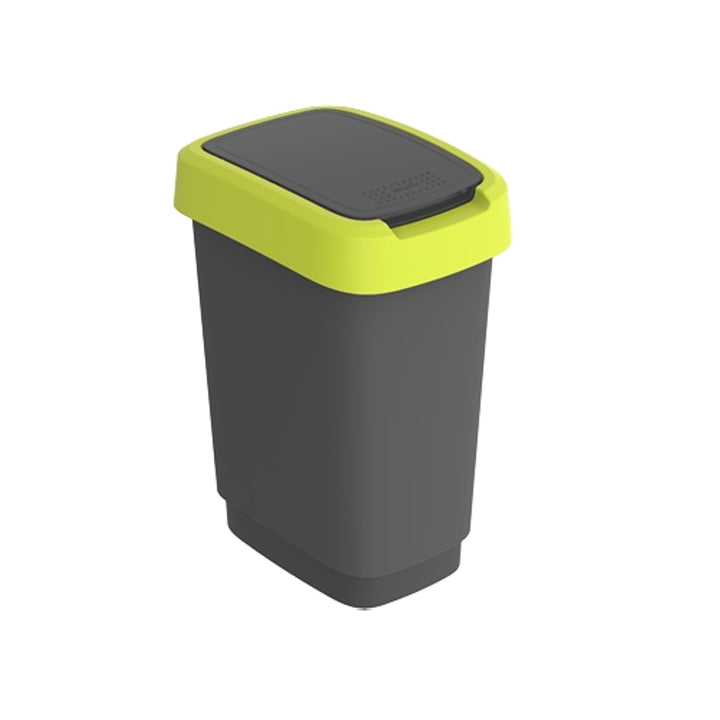 Cubo de basura Papelera Rotho Twist 10L negro y verde lima