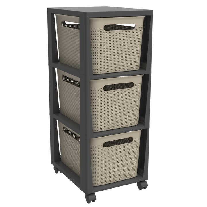 Storage Unit Tower Wheels Foldable Drawer Basket Shelf A4 16L