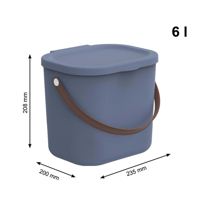 Rotho - Opbergdoos / Emmer met deksel en handvat 6L - Gerecycleerd plastic - BPA-Vrij - Donkerblauw