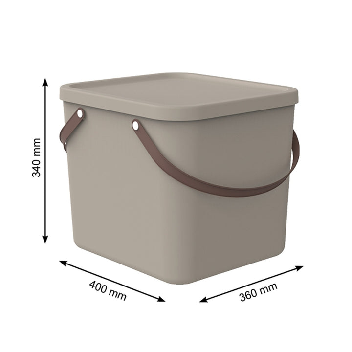 Rotho - Prullenbak van 40L - Opbergcontainer - cappuccino