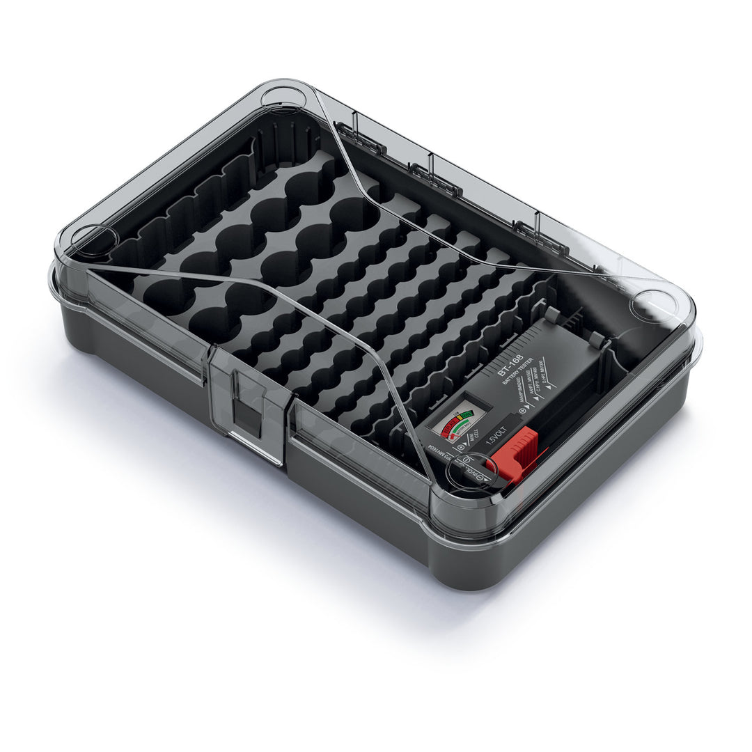 Kistenberg Battery Box KBBT Battery Organizer Storage Box with Removable Tester 85 Slots Durable Professional