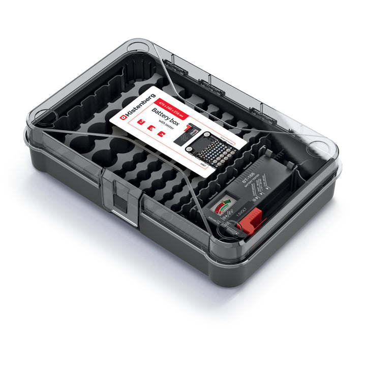 Organizador de pilas con comprobador de pilas extraíble Kistenberg Battery Box KBBT