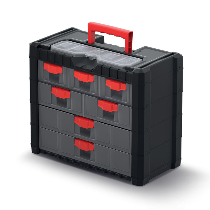 Kistenberg KMC301 Workshop Tool Organiser Multicase Cargo 401 7 Drawers Carry Handle Lid Organiser Portable