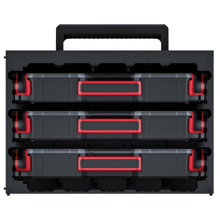 Kistenberg Tagercase 40 KTC40306B Tool Case Box with 3 Removable Organisers Compartment Box Wall Mountable with Carry Handle Portable