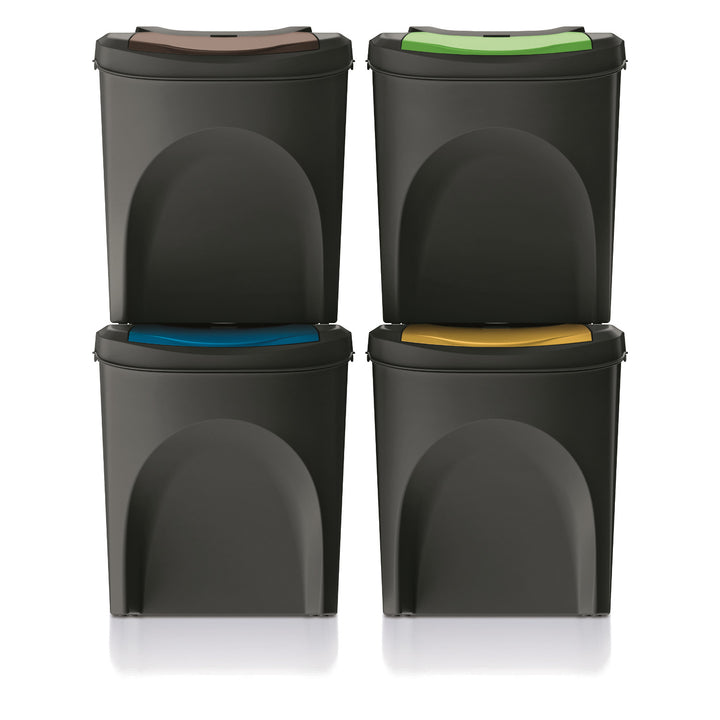 Juego de cubos de reciclaje Keden Sortibox 4x25L negro