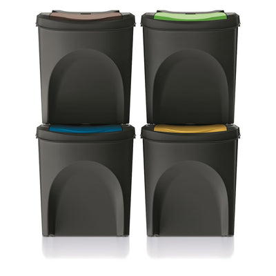 Keden Sortibox 4 contenitori per la raccolta differenziata dei rifiuti per il riciclaggio da 25 litri