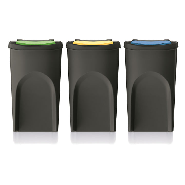 Keden Sortibox 3x 35L Recycling Sorting Waste Bins Trash Can Segregation Recycling Black Stackable