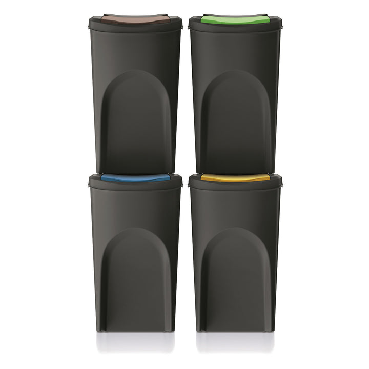 Ensemble de poubelles de recyclage Keden Sortibox 4x35L noir