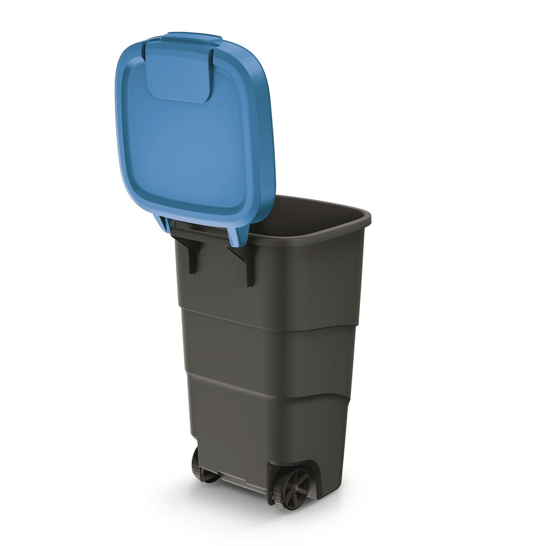 Cubo de Basura Wheeler 110L con Ruedas y Tapa Cubo de Basura Grande Cubo de Basura Universal de Plástico (Azul)