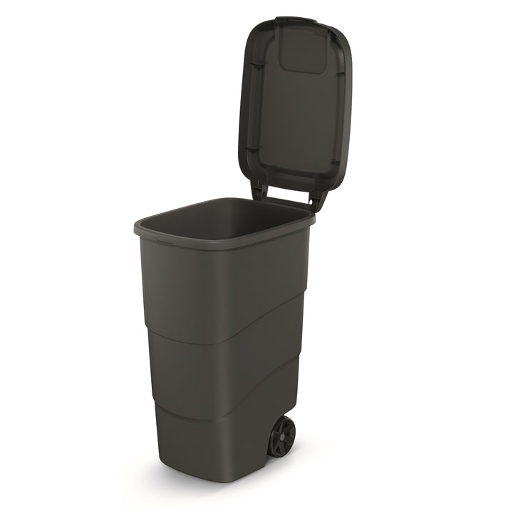 Wheeler 90L Wheelie BinTrash Can With Wheels And Lid Trash Can Large Trash Can Universal Trash Can Plastic Black