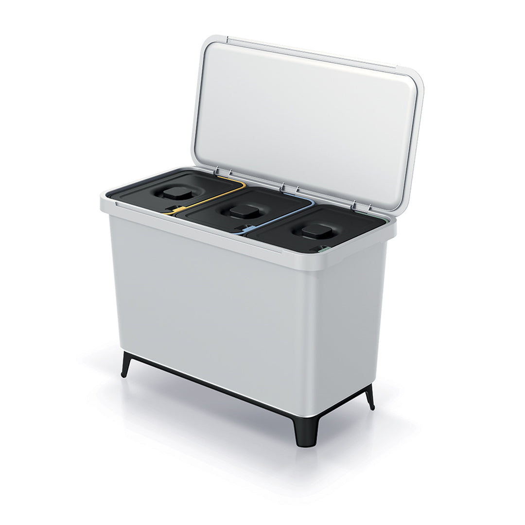 Prosperplast Keden SYSTEMA - Afvalbak / Prullenbak met scheidingsbakken 3x10L - Asgrijs