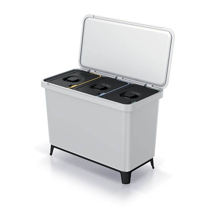 Prosperplast Keden SYSTEMA - Afvalbak / Prullenbak met scheidingsbakken 3x10L - Asgrijs
