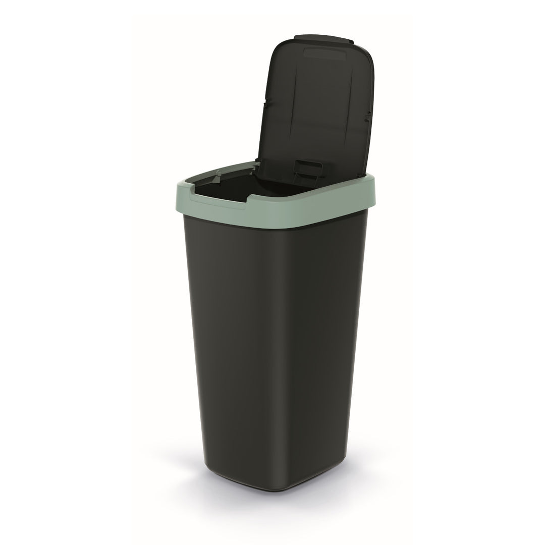 Corbeille à déchets KEDEN COMPACTA Q 25 litres poubelle NSAB25-5575C - noir avec cadre vert clair