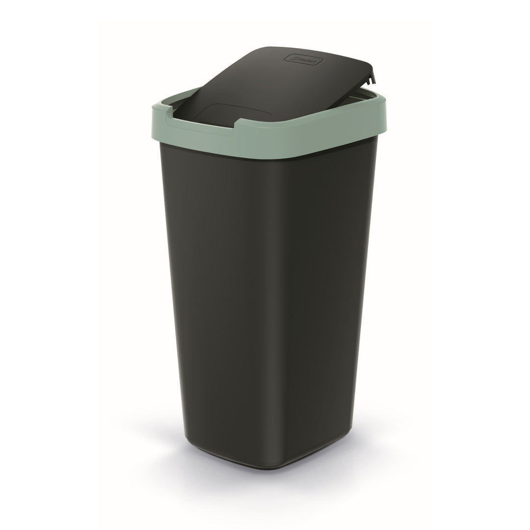 Corbeille à déchets KEDEN COMPACTA Q 25 litres poubelle NSAB25-5575C - noir avec cadre vert clair