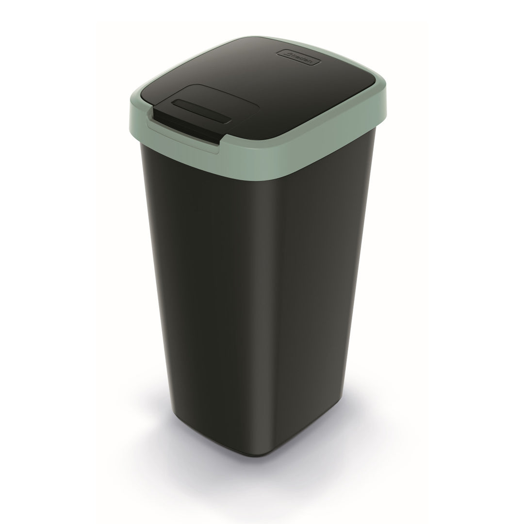 Corbeille à déchets KEDEN COMPACTA Q 25 litres poubelle NSAB25-5575C - noir avec cadre vert clair