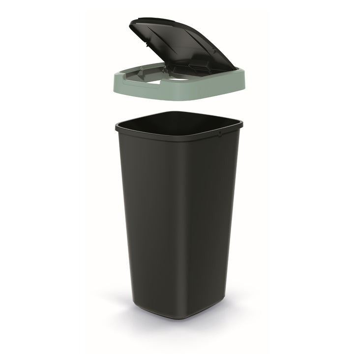 Corbeille à déchets KEDEN COMPACTA Q 25 litres poubelle NSAB25-5575C - noir avec cadre vert clair