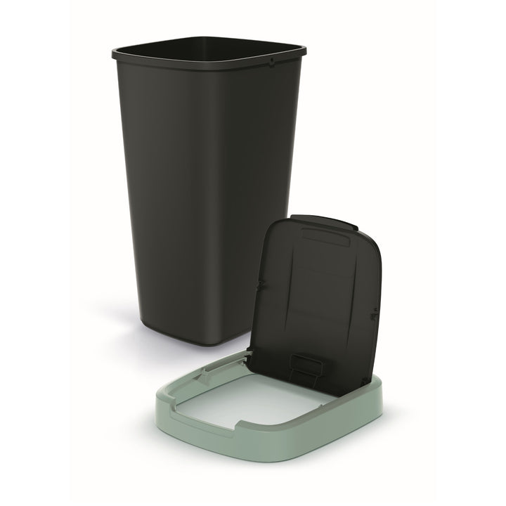 Corbeille à déchets KEDEN COMPACTA Q 25 litres poubelle NSAB25-5575C - noir avec cadre vert clair