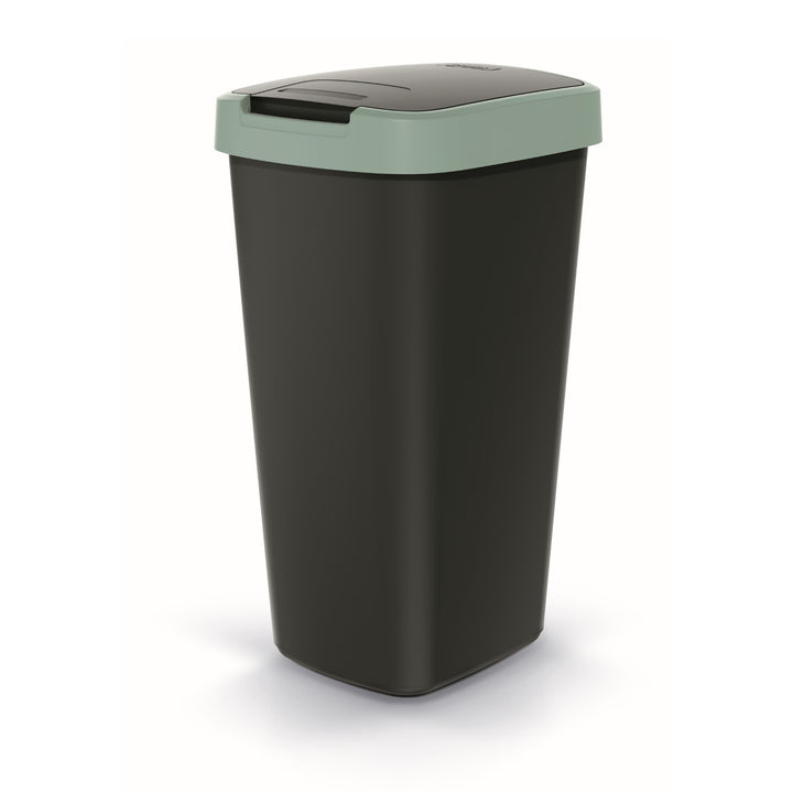 Corbeille à déchets KEDEN COMPACTA Q 25 litres poubelle NSAB25-5575C - noir avec cadre vert clair