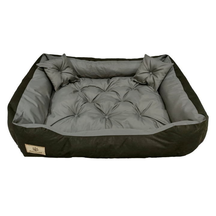 Kingdog - Honden- en kattenbed - Microvezel - 80x60 / 100x75 cm grijs-zwart