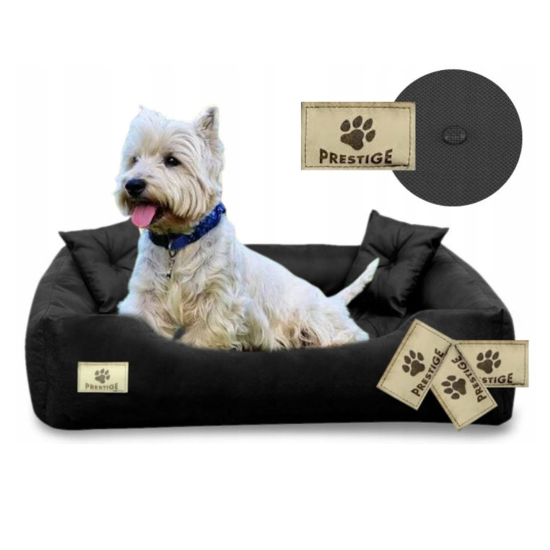 Hunde- und Katzenbett mit Kissen Codura Hundekissen Hundekorb Haustierbett Waschbar Wasserdichtes Material (Innenmaße: 80x60cm/ Außenmaße: 100x75cm) schwarz