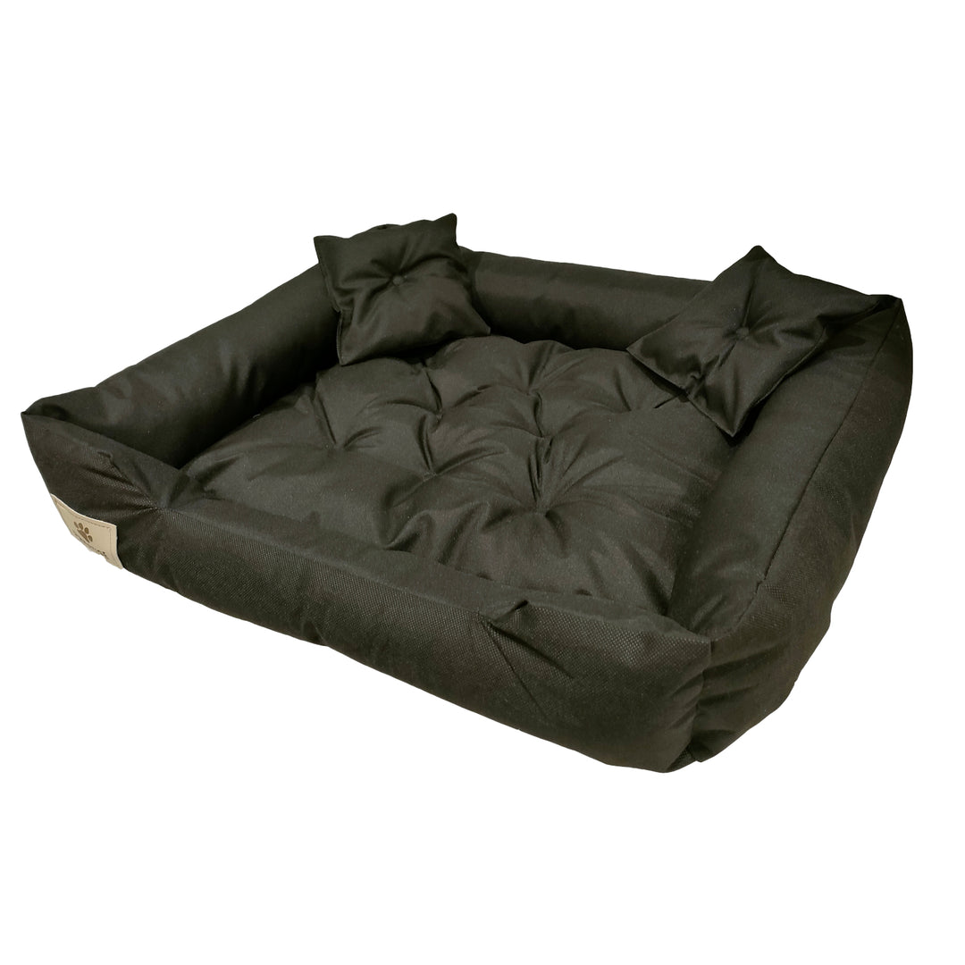 Hunde- und Katzenbett mit Kissen Codura Hundekissen Hundekorb Haustierbett Waschbar Wasserdichtes Material (Innenmaße: 80x60cm/ Außenmaße: 100x75cm) schwarz