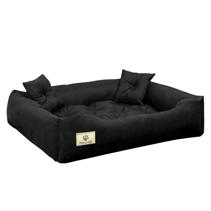 Hunde- und Katzenbett mit Kissen Codura Hundekissen Hundekorb Haustierbett Waschbar Wasserdichtes Material (Innenmaße: 80x60cm/ Außenmaße: 100x75cm) schwarz