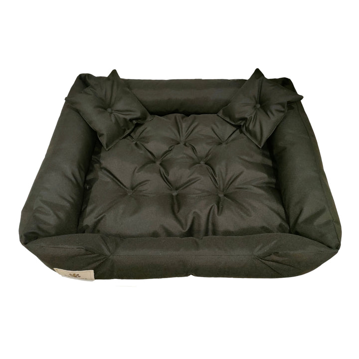 Hunde- und Katzenbett mit Kissen Codura Hundekissen Hundekorb Haustierbett Waschbar Wasserdichtes Material (Innenmaße: 80x60cm/ Außenmaße: 100x75cm) schwarz