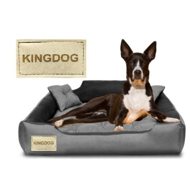 Kingdog - Honden- en kattenbed - Microvezel - 40x30 / 55x45 cm grijs-zwart