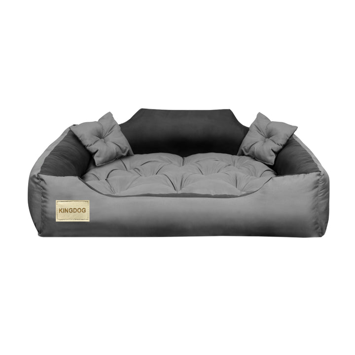 Kingdog - Honden- en kattenbed - Microvezel - 40x30 / 55x45 cm grijs-zwart