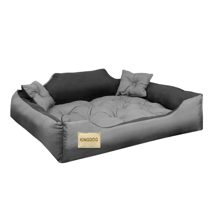 Kingdog - Honden- en kattenbed - Microvezel - 60x50 / 75x65 cm grijs-zwart