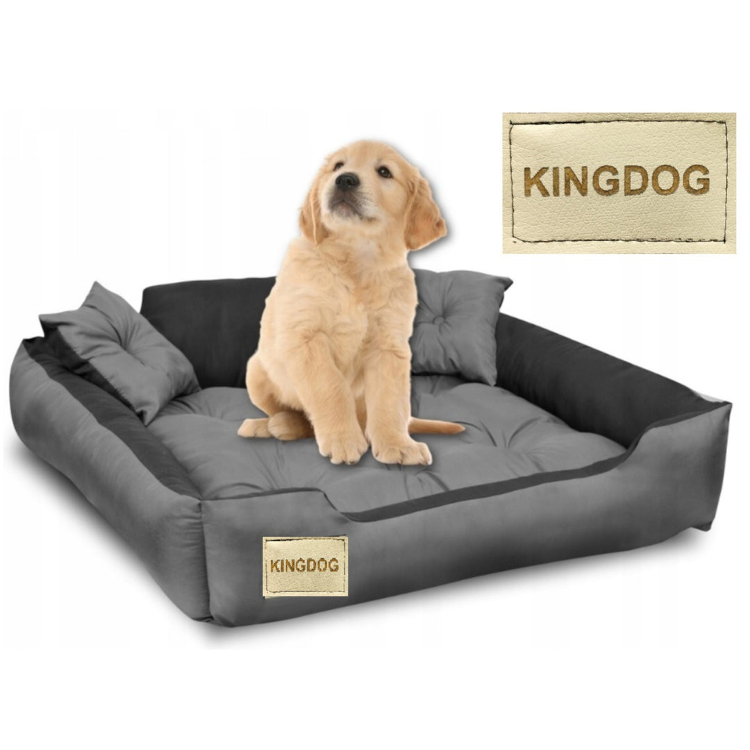 Kingdog - Honden- en kattenbed - Microvezel - 60x50 / 75x65 cm grijs-zwart