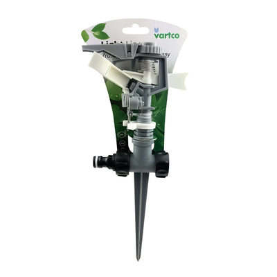 Vartco Light Line LL01-012 Pulsationssprinkler aus Kunststoff mit Erdspieß, Rasensprenger mit Schnellkupplung, 3/4 Zoll, Gartenbewässerung, Durchmesser: 24 m