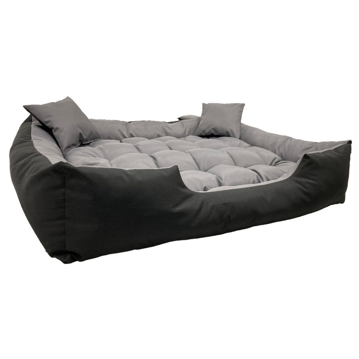 Ecco - Honden- en kattenbed met kussen | Binnenmaat: 40x30 / Buitenmaat: 55x45cm - Grijs / Zwart