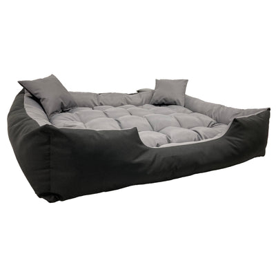 Ecco Dog and Cat Bed with Cushion XL Size Grey & Black Waterproof Nylon Pet Washable Waterproof Material Inside Dimensions: 115x90 / Outside Dimensions: 130x105cm