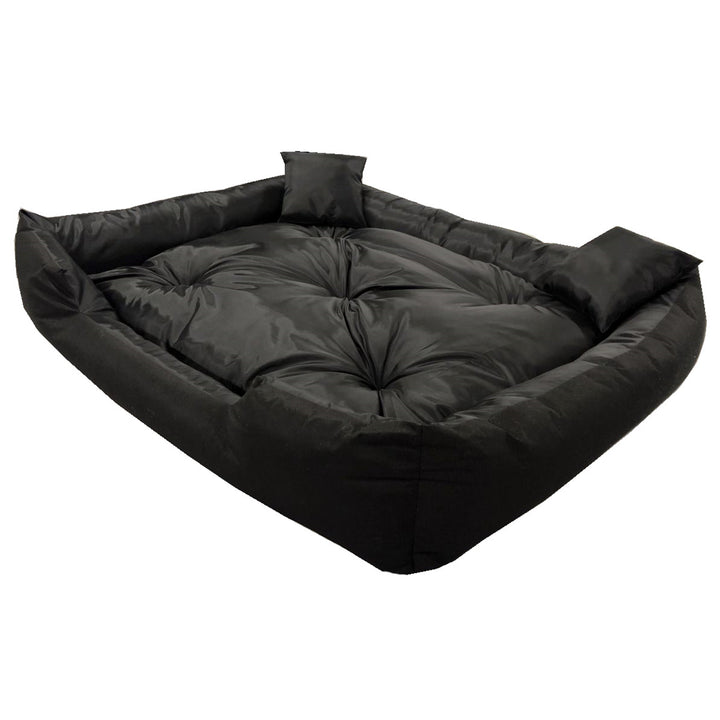 Ecco Cama para perros y gatos con cojín Cama impermeable de nylon para perros Cama para mascotas Material lavable e impermeable Tamaño interior: 60x50 / Tamaño exterior: 75x65cm, Negro